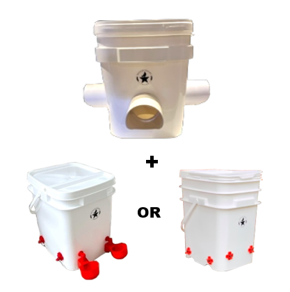 Revolutionary Chicken feeder with four nipples or two cups and two nipples