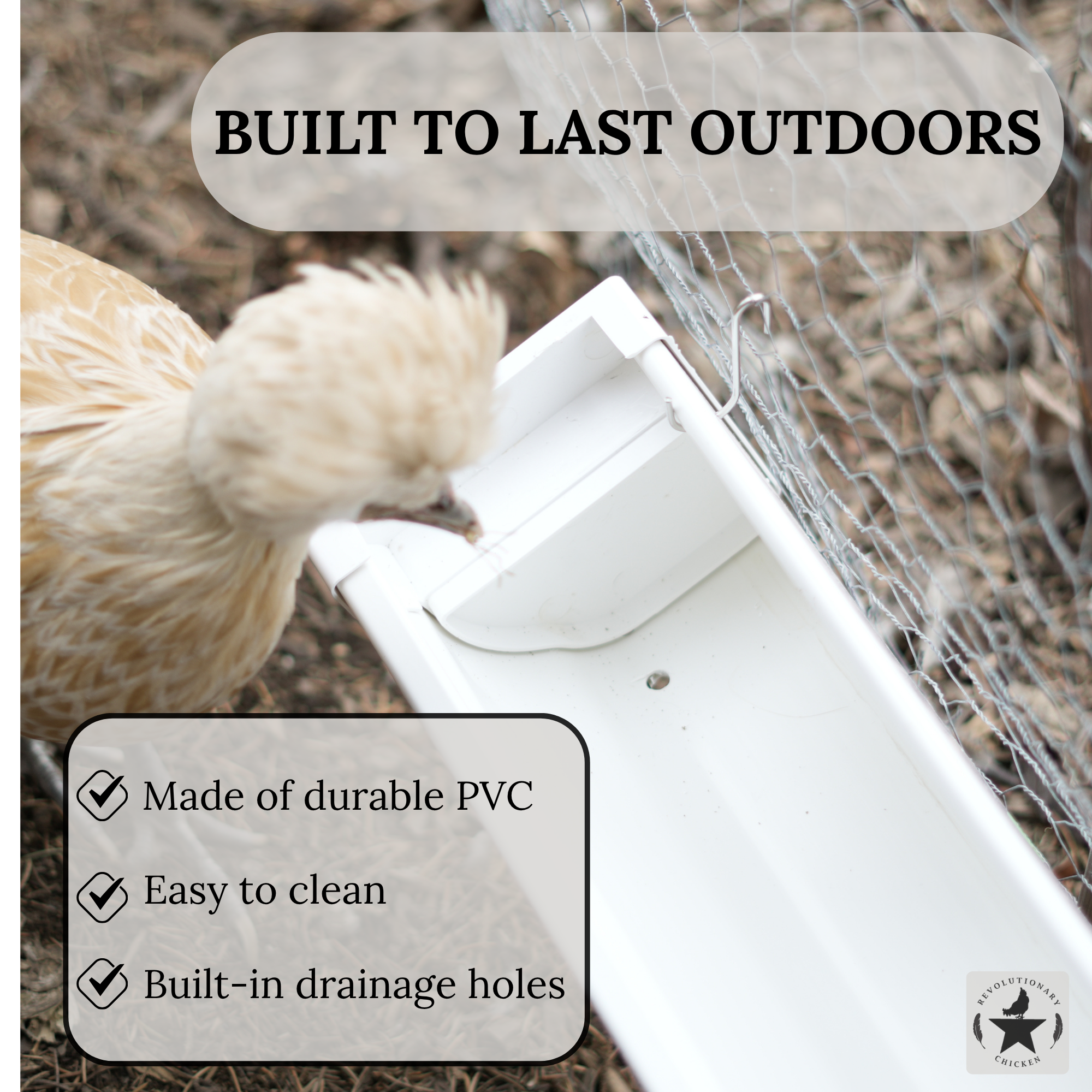 raingutter feeder has drainage holes and is built to last