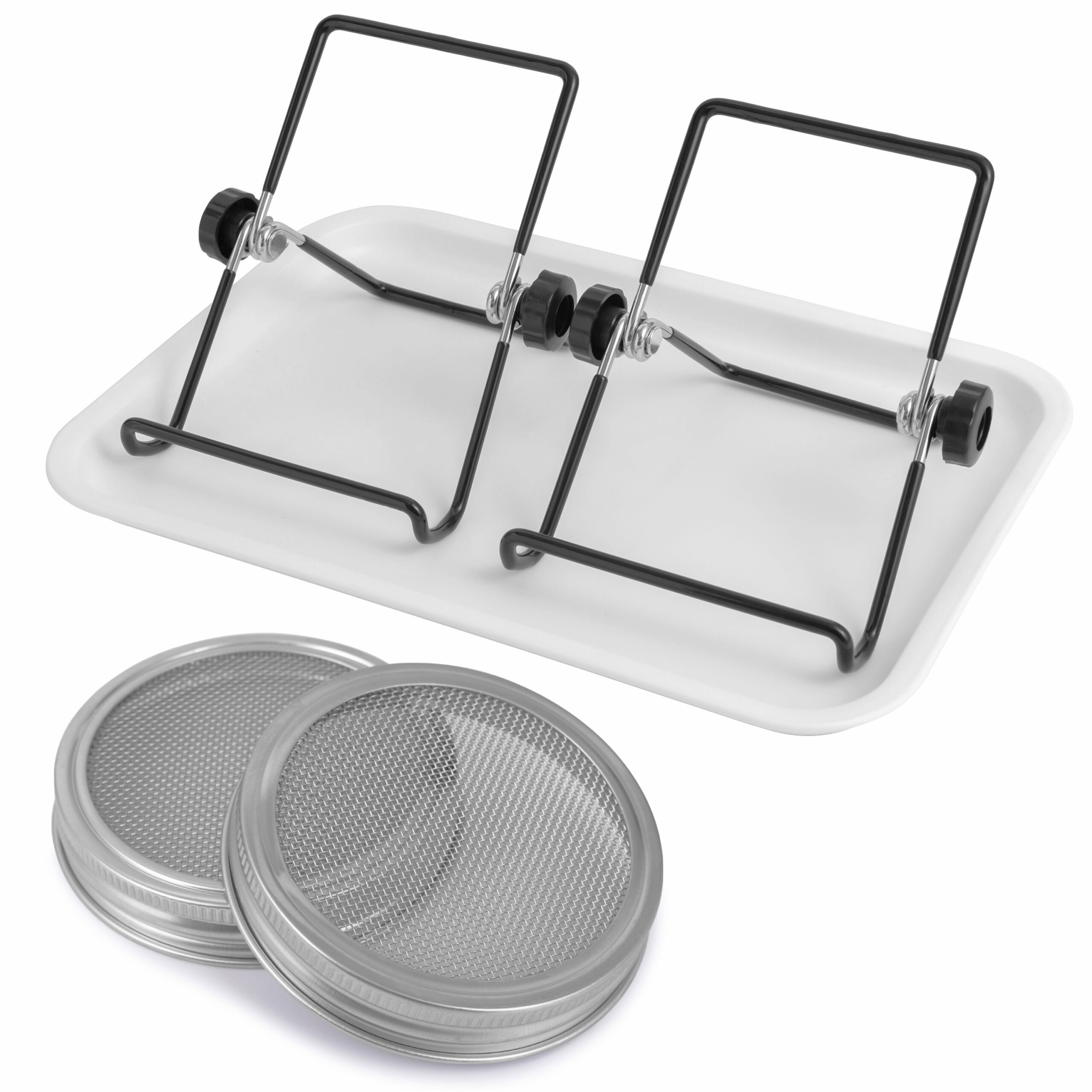 sprouting lids, tray, stands