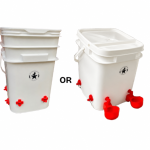 evolutionary Chicken waterer with cups and nipples or all four nipples